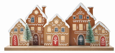 Domky dřevěné se stromky 30 x 13,5 x 5 cm na postavení