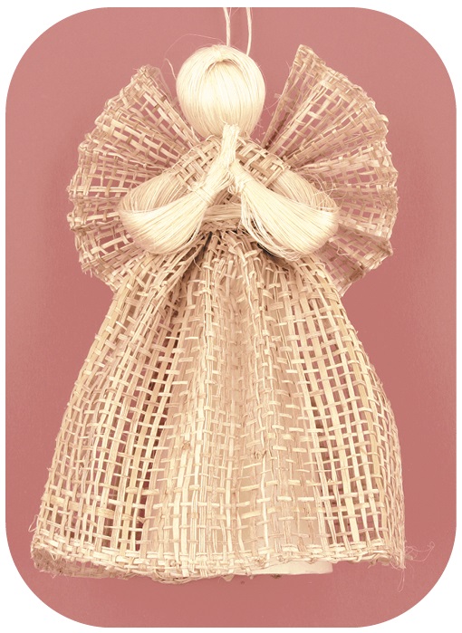 Andílek z pytloviny,široká sukně hnědý 15cm (2408)