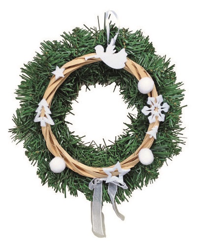 Věnec s bílým dekorem na zavěšení 25 cm  (2487)