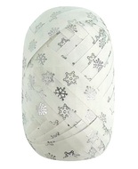 28007 Stuha dárková bílá se stříbrnými vločkami 1 cm x 30 m-1