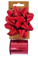 28013 Sada na balení dárků červená, rozeta 10 x 5 x 10 cm, stuha 1 cm x 10 m-1