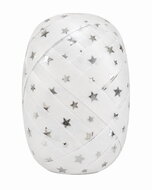 28045 Stuha d&aacute;rkov&aacute; b&iacute;l&aacute; se stř&iacute;brn&yacute;mi hvězdami 1 cm x 20 m-1