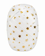 28046 Stuha d&aacute;rkov&aacute; b&iacute;l&aacute; se zlat&yacute;mi hvězdami 1 cm x 20 m-1