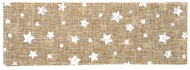 2811 Stuha jutová s bílými hvězdičkami šířka 6 cm, 2 m-1