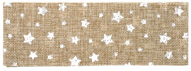 Stuha jutová s bílými hvězdičkami šířka 6 cm, 2 m