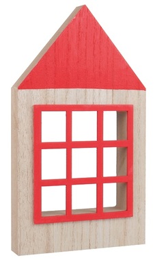 Dům s červenou okenicí dřevěný na postavení 11 x 20 cm