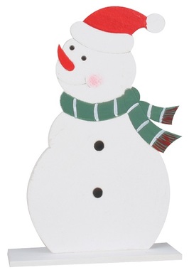 Sněhulák s šálou dřevěný na postavení 14 x 18 cm