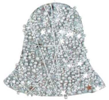 Zvoneček se stříbrnými  kuličkami, hvězdičkami a drátkem 10cm