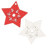 3045 Hvězda dřevěná s lepíkem 4,5 cm, červená a bílá, 16 ks v krabičce-1