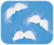 Křídla andělská s peřím na klipu 8 cm, 3 ks