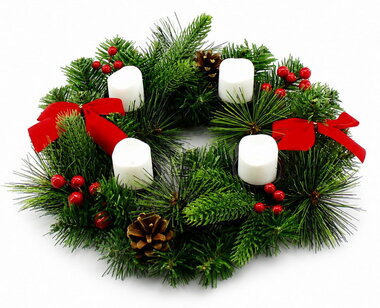 Adventní Věnec z větviček 4 LED svíčky, ? 30 x 14 cm