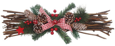 Aranžmá s větvičkami a šiškami 55 x 10 x 10 cm na postavení
