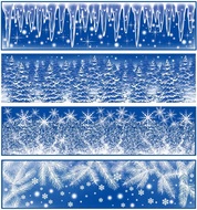 333 Okenní fólie pruh zamrzlý s duhovými glitry -rampochy,les,větve 64x15cm-1