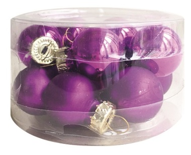 Sada skleněných baněk fialových 2 cm, 12 ks 