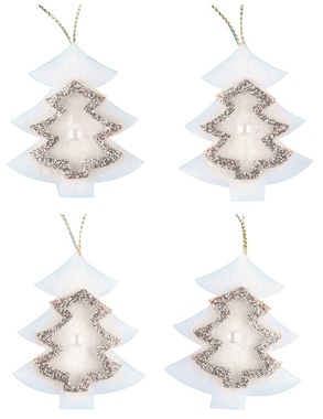 Stromky na zavěšení stříbrný dekor 5 cm, 4 ks v sáčku