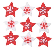 3757 Hvězdy filcové  červené a bílé s lepíkem 3 cm, 9 ks v sáčku-1