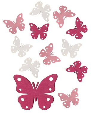 Dřevění motýli 4 cm, 12 ks