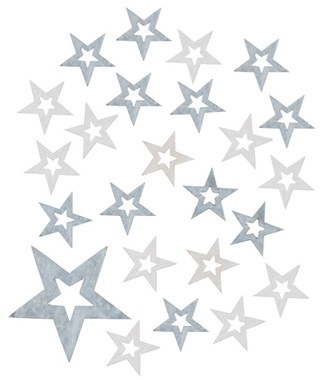 Dřevěné hvězdy šedé 2 cm, 24 ks 