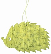 3885 Dřevěný ježek na zavěšení zelený 12 cm -1