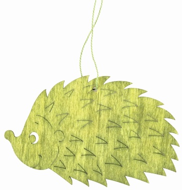 Dřevěný ježek na zavěšení zelený 12 cm 