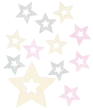 Hvězdy dřevěné 4 cm 12 ks