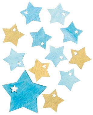 Hvězdy dřevěné 4 cm 12 ks