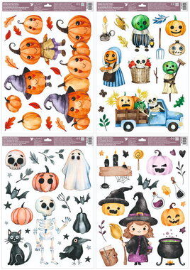 Okenní fólie Halloween Veselé Dýně a Strašidla 35 x 50 cm