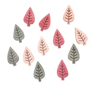 4003 Dřevěné listy šedé a růžové 4 cm, 12  ks -2