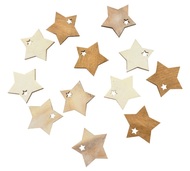 4018 Dřevěné hvězdy hnědé a bílé 4 cm, 12 ks -2