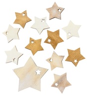 Dřevěné hvězdy hnědé a bílé 4 cm, 12 ks 