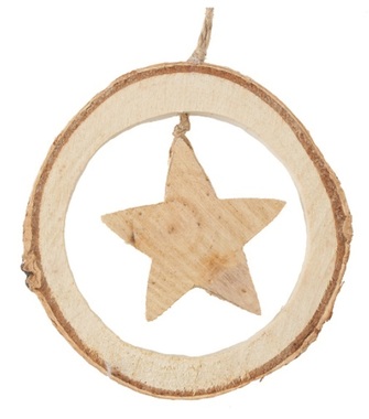 Hvězda dřevěná v oválu 10 cm