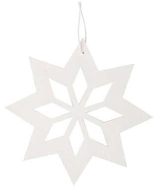 Hvězda dřevěná bílá na zavěšení 10 cm
