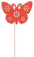 4135 Dřevěný motýl 8 cm červený + drátek -1
