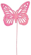 4136 Dřevěný motýl 8 cm růžový + drátek -1