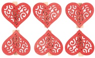 4193 Dřevěná srdce červená s kolíčkem 4 cm, 6 ks-1