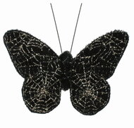 42046 Mot&yacute;l s pavučinami čern&yacute; 8 x 5,5 x 1 cm na klipu-1