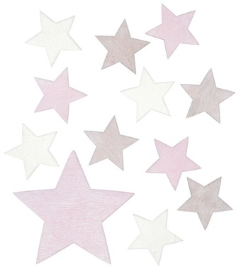 Hvězdy dřevěné 4 cm, 12 ks