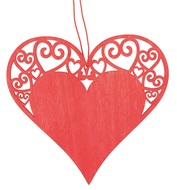 4215 Dřevěné srdce na zavěšení 10 cm, červené-1