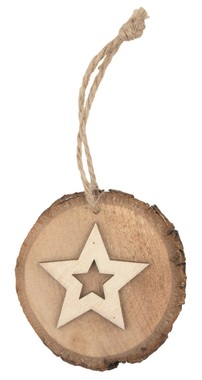 Ovál s hvězdou dřevěný na zavěšení 8 cm