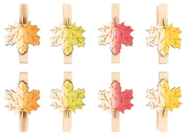 Listy dřevěné na kolíčku 3 cm, 8 ks 