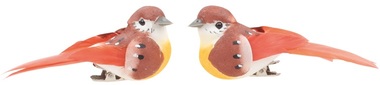 Ptáček na klipu 8 cm, 2 ks, hnědooranžový