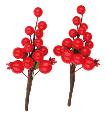 Větvička červených bobulí 14 cm, 2 ks v sáčku