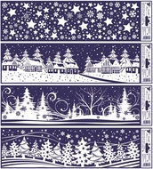 467 Okenní fólie vánoční krajinky pruh 45x12cm-1