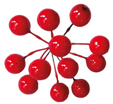 Červené bobule 1,5 cm, 12 ks