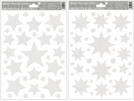 468 Okenní fólie hvězdy bílé s glitry 30x20cm-1