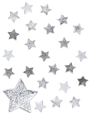 Hvězdičky dřevěné 2,5 cm, 24 ks, stříbrné