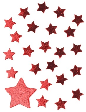Hvězdy dřevěné 24 ks 2,5 cm, červené