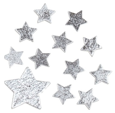 Hvězdičky dřevěné 3,5 cm, 12 ks, stříbrné