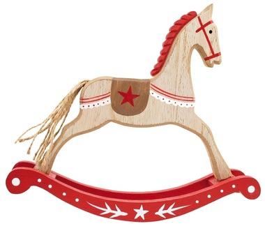 Kůň houpací dřevěný 19 x 17 cm, červený