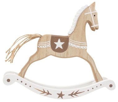 Kůň houpací dřevěný 19 x 17 cm, bílý